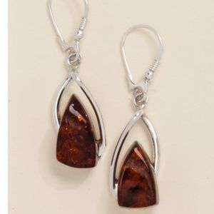 Large chunk baltic amber sterling earring NEW samp